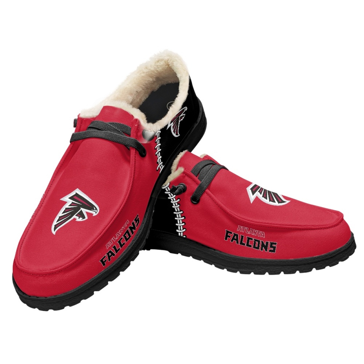 Women's Atlanta Falcons Loafers Lace Up Fuzzy Lined Shoes 002 (Pls check description for details)